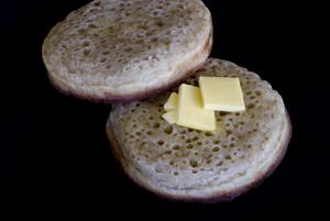 buttered crumpets