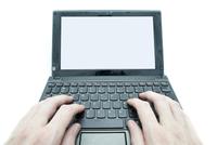 netbook computer typing