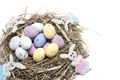 Easter Nest With Eggs And Bunnies