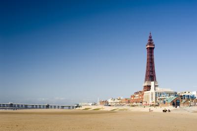View of the beachfront at Blackpool