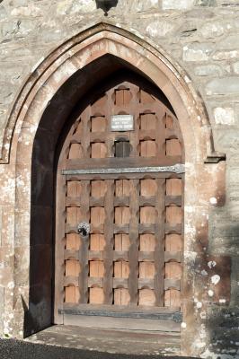 Arched medieval entrance to Hawkshead Church