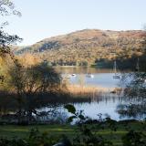 Yachts moored in Coniston Water in Cumbria