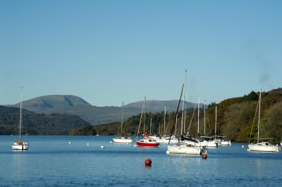 Yachts moored on the lake at Windermere
