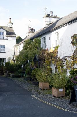 Whitewashed cottages in Hawkshead