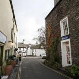 Narrow street in Hawkshead village, Cumbria