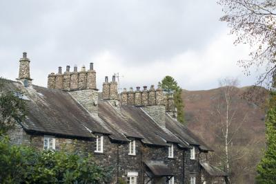 Row of quaint stone cottages at Skelwith Bridge