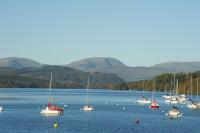 Pleasure yachts moored on Lake Windermere