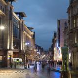 Buchanan Street in Glasgow at night