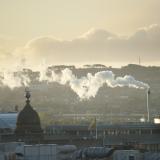 Chimney belching smoke in Glasgow