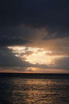 Cloudy ocean sunset