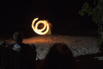 Fire dancers performing for tourists