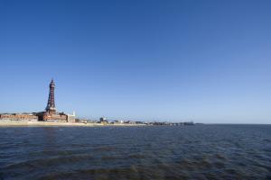 View of Blackpool seafront from the ocean