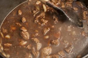 Pot of rich brown beef stew