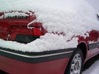 snow covered car