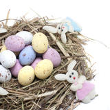 Easter Nest With Eggs And Bunnies