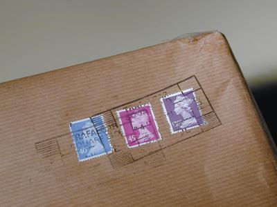 parcel and stamps