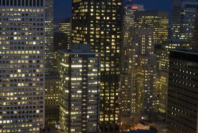 San franisco office towers at night