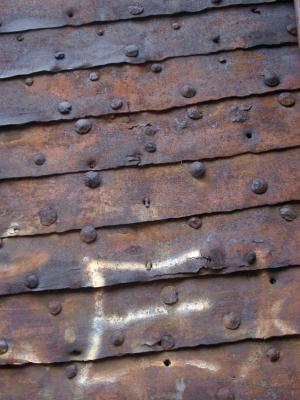 rusted metal and rivets