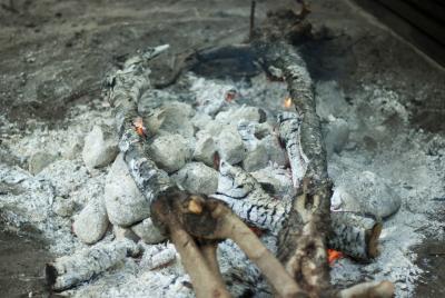 Coals of a lovo fire